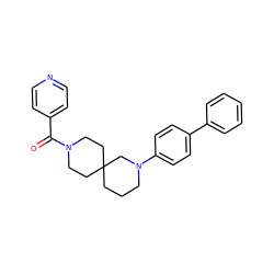 O=C(c1ccncc1)N1CCC2(CCCN(c3ccc(-c4ccccc4)cc3)C2)CC1 ZINC000003955822