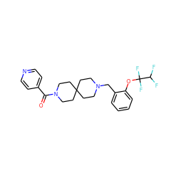 O=C(c1ccncc1)N1CCC2(CCN(Cc3ccccc3OC(F)(F)C(F)F)CC2)CC1 ZINC000045318879