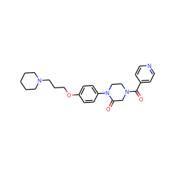 O=C(c1ccncc1)N1CCN(c2ccc(OCCCN3CCCCC3)cc2)C(=O)C1 ZINC000028870241