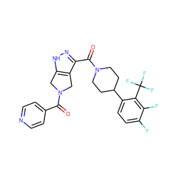 O=C(c1ccncc1)N1Cc2[nH]nc(C(=O)N3CCC(c4ccc(F)c(F)c4C(F)(F)F)CC3)c2C1 ZINC001772570186