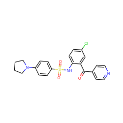 O=C(c1ccncc1)c1cc(Cl)ccc1NS(=O)(=O)c1ccc(N2CCCC2)cc1 ZINC000113624657