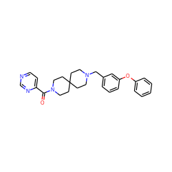 O=C(c1ccncn1)N1CCC2(CCN(Cc3cccc(Oc4ccccc4)c3)CC2)CC1 ZINC000029133131