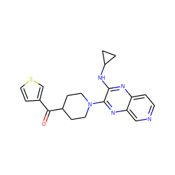 O=C(c1ccsc1)C1CCN(c2nc3cnccc3nc2NC2CC2)CC1 ZINC000144374764