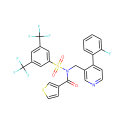 O=C(c1ccsc1)N(Cc1cnccc1-c1ccccc1F)S(=O)(=O)c1cc(C(F)(F)F)cc(C(F)(F)F)c1 ZINC000096285077