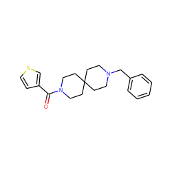 O=C(c1ccsc1)N1CCC2(CCN(Cc3ccccc3)CC2)CC1 ZINC000064573404