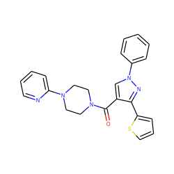 O=C(c1cn(-c2ccccc2)nc1-c1cccs1)N1CCN(c2ccccn2)CC1 ZINC000002655661