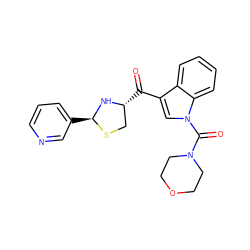 O=C(c1cn(C(=O)N2CCOCC2)c2ccccc12)[C@@H]1CS[C@@H](c2cccnc2)N1 ZINC000013737480