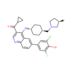 O=C(c1cnc2ccc(-c3cc(F)c(O)c(Cl)c3)cc2c1N[C@H]1CC[C@H](CN2CC[C@@H](F)C2)CC1)C1CC1 ZINC000473152123