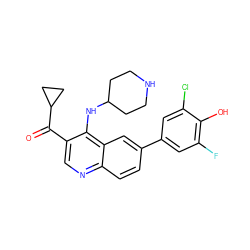 O=C(c1cnc2ccc(-c3cc(F)c(O)c(Cl)c3)cc2c1NC1CCNCC1)C1CC1 ZINC000114033157