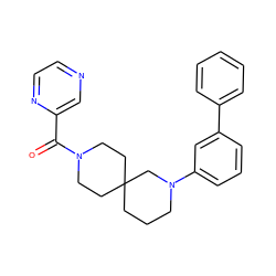 O=C(c1cnccn1)N1CCC2(CCCN(c3cccc(-c4ccccc4)c3)C2)CC1 ZINC000003956128