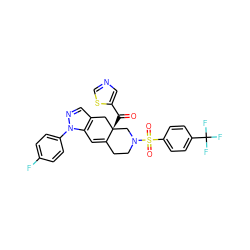 O=C(c1cncs1)[C@]12Cc3cnn(-c4ccc(F)cc4)c3C=C1CCN(S(=O)(=O)c1ccc(C(F)(F)F)cc1)C2 ZINC000142050313