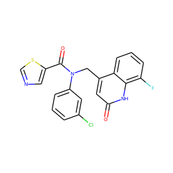 O=C(c1cncs1)N(Cc1cc(=O)[nH]c2c(F)cccc12)c1cccc(Cl)c1 ZINC000040951661