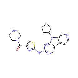 O=C(c1csc(Nc2ncc3c4ccncc4n(C4CCCC4)c3n2)n1)N1CCNCC1 ZINC000117687986