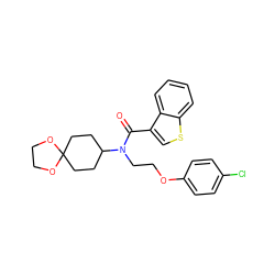 O=C(c1csc2ccccc12)N(CCOc1ccc(Cl)cc1)C1CCC2(CC1)OCCO2 ZINC000040897018