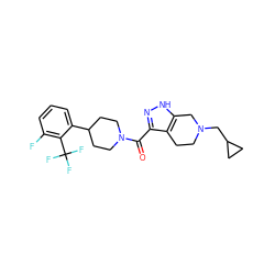 O=C(c1n[nH]c2c1CCN(CC1CC1)C2)N1CCC(c2cccc(F)c2C(F)(F)F)CC1 ZINC001772636178