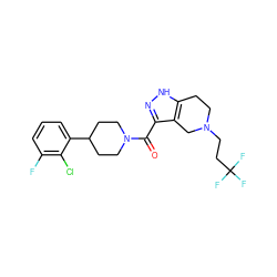 O=C(c1n[nH]c2c1CN(CCC(F)(F)F)CC2)N1CCC(c2cccc(F)c2Cl)CC1 ZINC001772608429