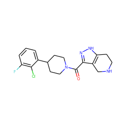 O=C(c1n[nH]c2c1CNCC2)N1CCC(c2cccc(F)c2Cl)CC1 ZINC001772574373