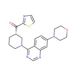 O=C(c1nccs1)[C@H]1CCCN(c2ncnc3cc(N4CCOCC4)ccc23)C1 ZINC000199435764