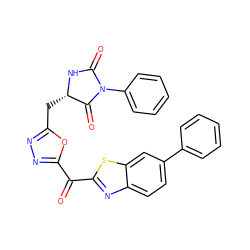 O=C(c1nnc(C[C@@H]2NC(=O)N(c3ccccc3)C2=O)o1)c1nc2ccc(-c3ccccc3)cc2s1 ZINC001772635992