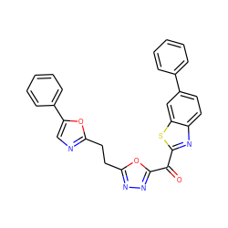 O=C(c1nnc(CCc2ncc(-c3ccccc3)o2)o1)c1nc2ccc(-c3ccccc3)cc2s1 ZINC001772652127