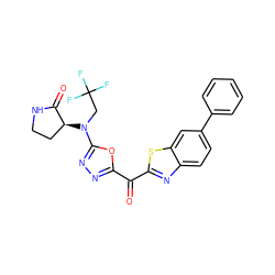 O=C(c1nnc(N(CC(F)(F)F)[C@H]2CCNC2=O)o1)c1nc2ccc(-c3ccccc3)cc2s1 ZINC000147109858