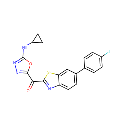 O=C(c1nnc(NC2CC2)o1)c1nc2ccc(-c3ccc(F)cc3)cc2s1 ZINC001772585495