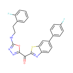 O=C(c1nnc(NCCc2ccccc2F)o1)c1nc2ccc(-c3ccc(F)cc3)cc2s1 ZINC001772651409