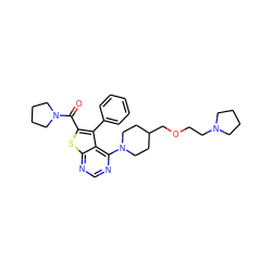 O=C(c1sc2ncnc(N3CCC(COCCN4CCCC4)CC3)c2c1-c1ccccc1)N1CCCC1 ZINC000653668897