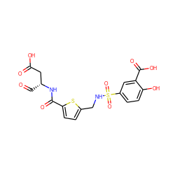 O=C[C@H](CC(=O)O)NC(=O)c1ccc(CNS(=O)(=O)c2ccc(O)c(C(=O)O)c2)s1 ZINC000013491987