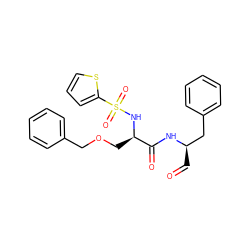 O=C[C@H](Cc1ccccc1)NC(=O)[C@@H](COCc1ccccc1)NS(=O)(=O)c1cccs1 ZINC000013780260