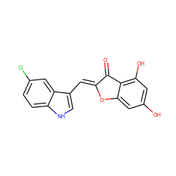 O=C1/C(=C/c2c[nH]c3ccc(Cl)cc23)Oc2cc(O)cc(O)c21 ZINC000049069559