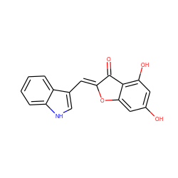 O=C1/C(=C/c2c[nH]c3ccccc23)Oc2cc(O)cc(O)c21 ZINC000049071246