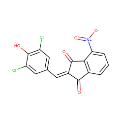 O=C1/C(=C/c2cc(Cl)c(O)c(Cl)c2)C(=O)c2c1cccc2[N+](=O)[O-] ZINC000026500820