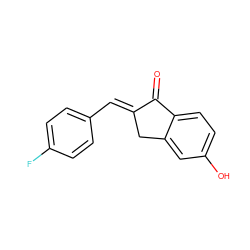 O=C1/C(=C/c2ccc(F)cc2)Cc2cc(O)ccc21 ZINC000187225026