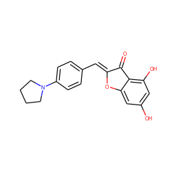 O=C1/C(=C/c2ccc(N3CCCC3)cc2)Oc2cc(O)cc(O)c21 ZINC000653728660