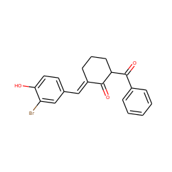 O=C1/C(=C/c2ccc(O)c(Br)c2)CCCC1C(=O)c1ccccc1 ZINC000473090798