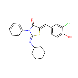 O=C1/C(=C/c2ccc(O)c(Cl)c2)S/C(=N\C2CCCCC2)N1c1ccccc1 ZINC000049069746