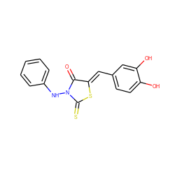 O=C1/C(=C/c2ccc(O)c(O)c2)SC(=S)N1Nc1ccccc1 ZINC000001269285