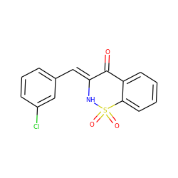 O=C1/C(=C/c2cccc(Cl)c2)NS(=O)(=O)c2ccccc21 ZINC000008991072