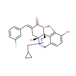 O=C1/C(=C/c2cccc(F)c2)C[C@@]2(O)[C@H]3Cc4ccc(O)c5c4[C@@]2(CCN3CC2CC2)[C@H]1O5 ZINC000013652308