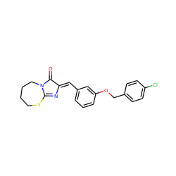 O=C1/C(=C/c2cccc(OCc3ccc(Cl)cc3)c2)N=C2SCCCCN12 ZINC000138990493