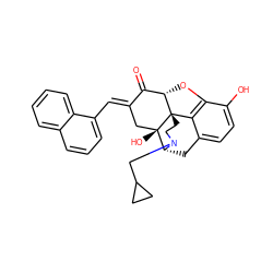 O=C1/C(=C/c2cccc3ccccc23)C[C@@]2(O)[C@H]3Cc4ccc(O)c5c4[C@@]2(CCN3CC2CC2)[C@H]1O5 ZINC000013652312