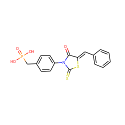 O=C1/C(=C/c2ccccc2)SC(=S)N1c1ccc(CP(=O)(O)O)cc1 ZINC000028360601