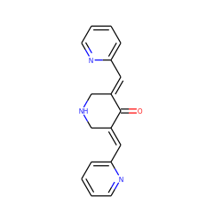 O=C1/C(=C/c2ccccn2)CNC/C1=C\c1ccccn1 ZINC000035000883