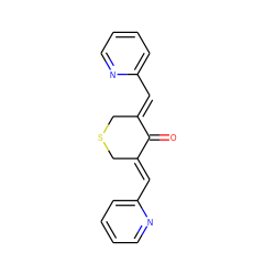 O=C1/C(=C/c2ccccn2)CSC/C1=C\c1ccccn1 ZINC000084728698