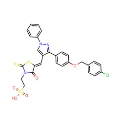 O=C1/C(=C/c2cn(-c3ccccc3)nc2-c2ccc(OCc3ccc(Cl)cc3)cc2)SC(=S)N1CCS(=O)(=O)O ZINC000049670134