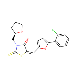 O=C1/C(=C\c2ccc(-c3ccccc3Cl)o2)SC(=S)N1C[C@H]1CCCO1 ZINC000001087654