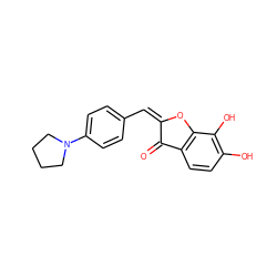 O=C1/C(=C\c2ccc(N3CCCC3)cc2)Oc2c1ccc(O)c2O ZINC000027428006