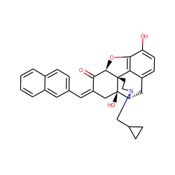 O=C1/C(=C\c2ccc3ccccc3c2)C[C@@]2(O)[C@H]3Cc4ccc(O)c5c4[C@@]2(CCN3CC2CC2)[C@@H]1O5 ZINC000036269736