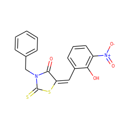 O=C1/C(=C\c2cccc([N+](=O)[O-])c2O)SC(=S)N1Cc1ccccc1 ZINC000004601997